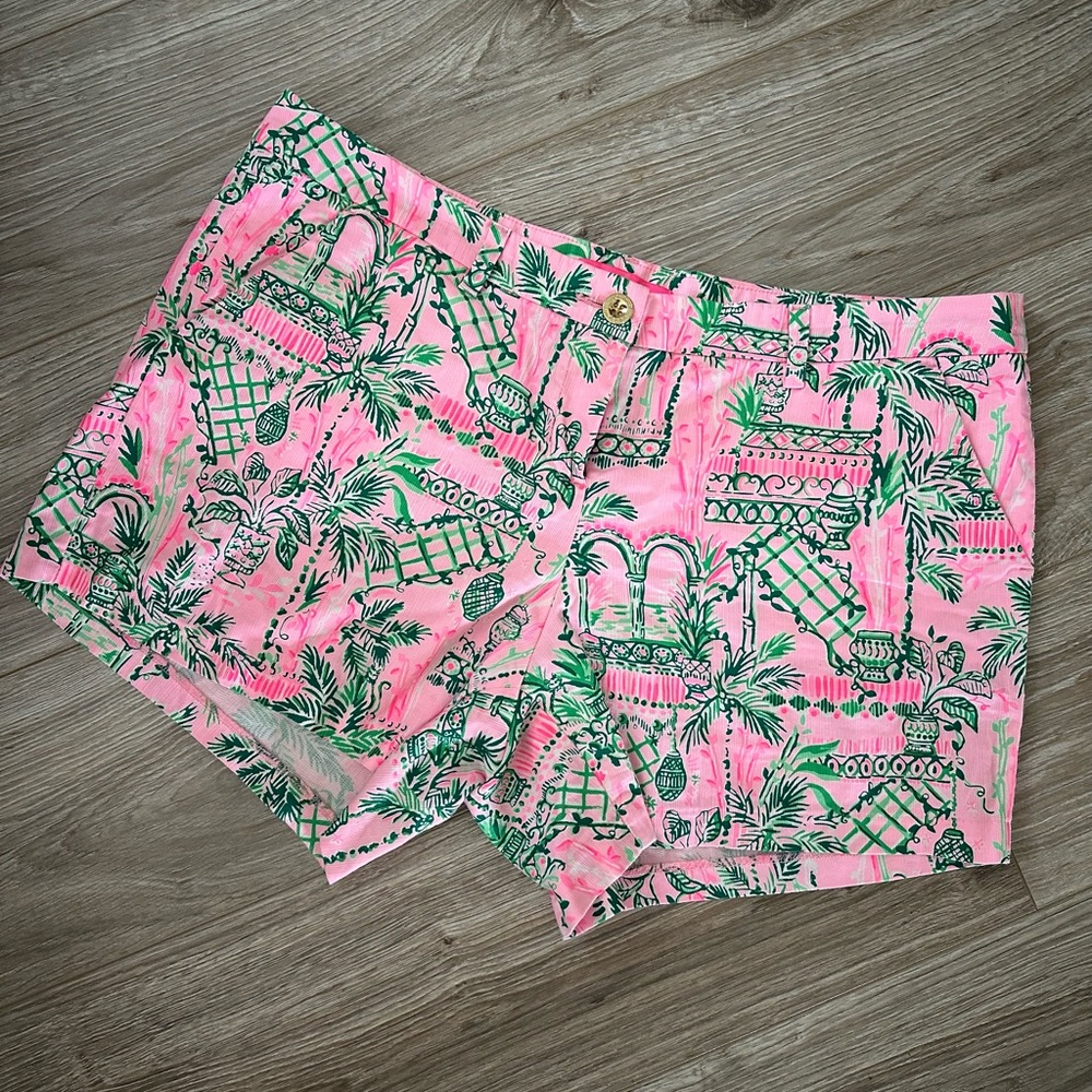 Lilly Pulitzer Vibrant Pink and Green High Waist Shorts
